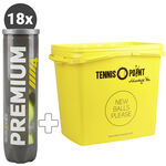 Tenisové Míče Tennis-Point 18x Premium Tennisball 4er plus Balleimer